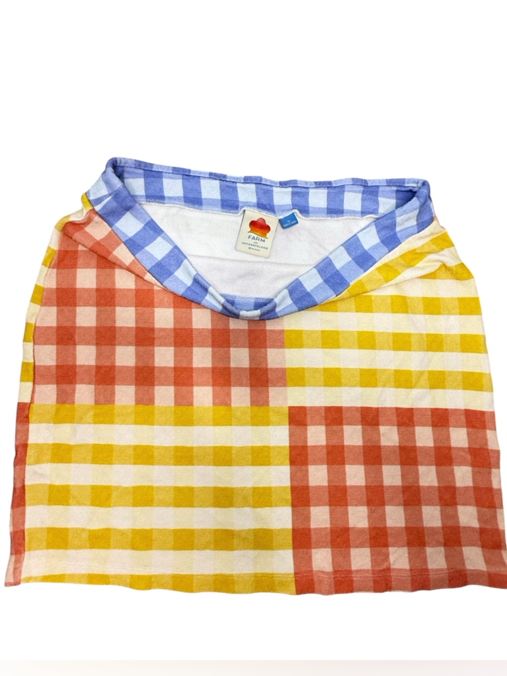 FARM RIO Anthropologie Gingham Patchwork Mini Skirt XL - Picture 2 of 3